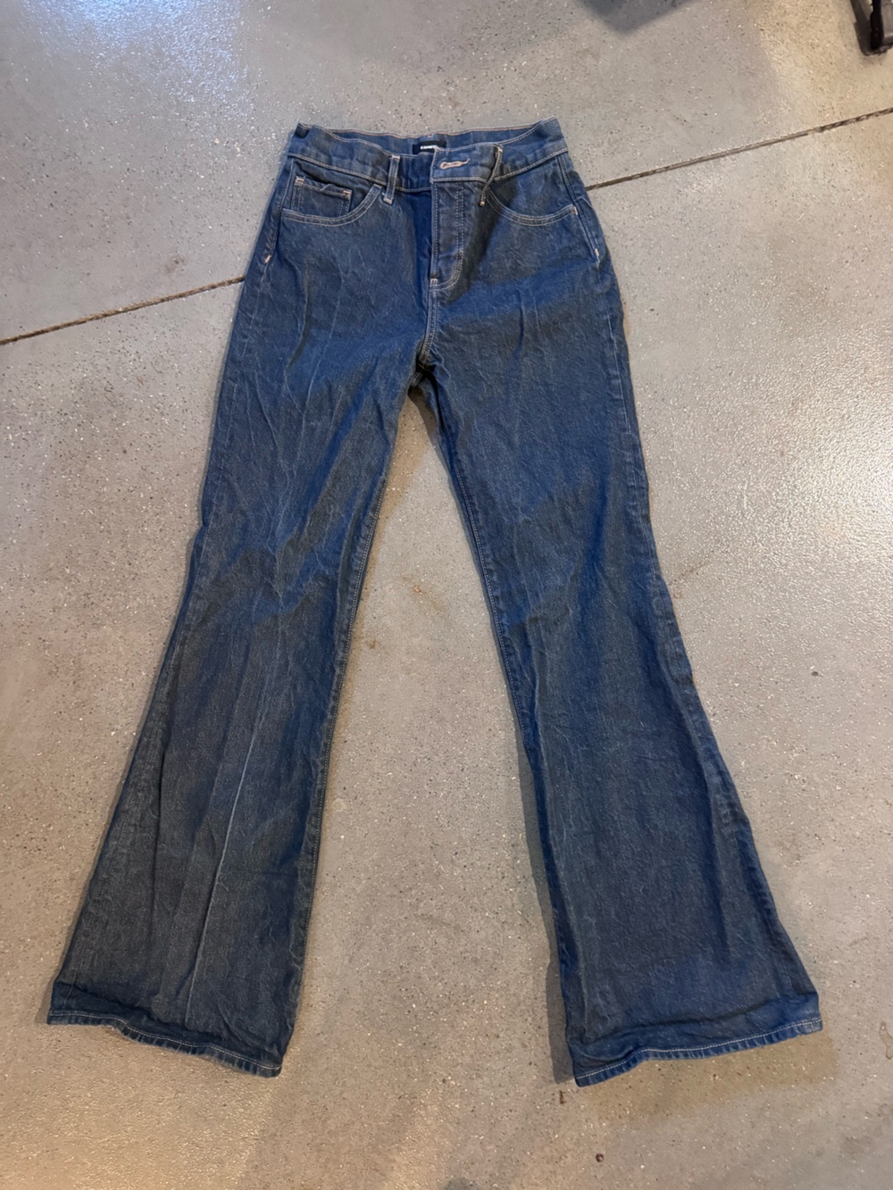 Express  Women's Dark Blue 70s Flare Jeans